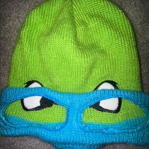 Party City Green Knit Hat with Blue Mask